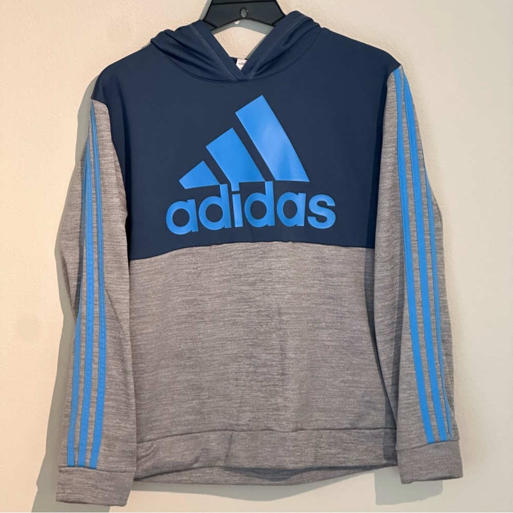 Adidas Blue and Gray Sweaters with Minimalist Design